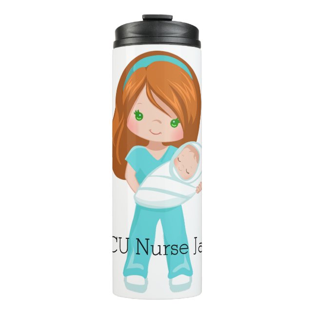 Personalized NICU Nurse Holding Baby Christmas Thermal Tumbler (Front)