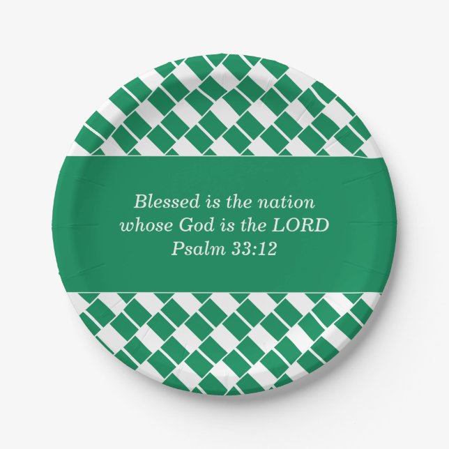 Personalized NIGERIA FLAG Christian Paper Plate (Front)