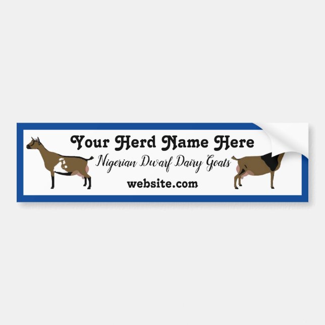 Personalized Nigerian Dwarf Dairy Goat Bumper Stic Sticker (Front)