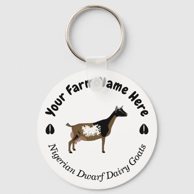 Personalized Nigerian Dwarf Dairy Goat Keychain (Front)