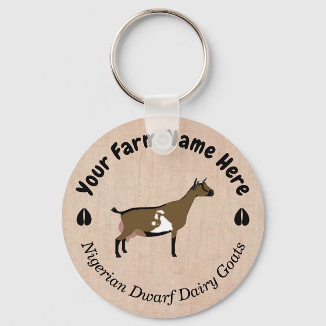 Personalized Nigerian Dwarf Dairy Goat Keychain (Front)