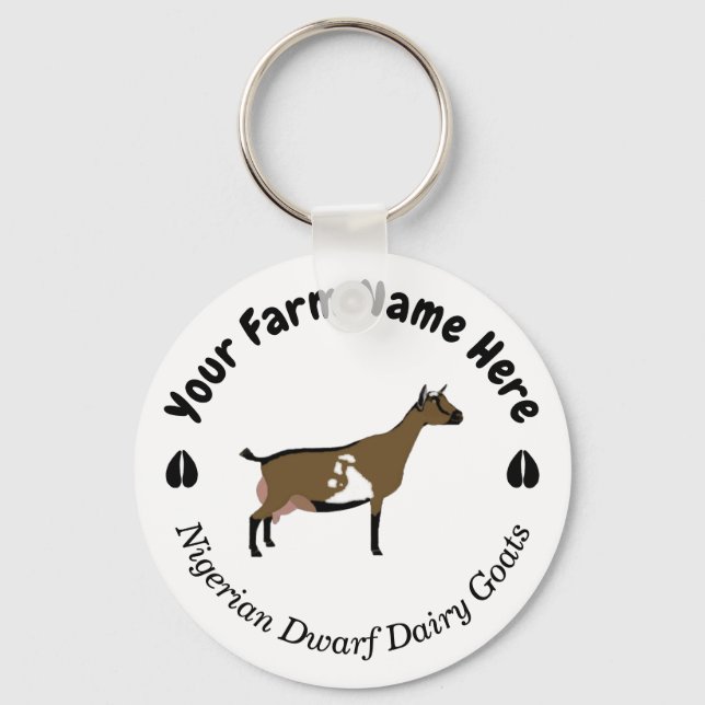 Personalized Nigerian Dwarf Dairy Goat Keychain (Front)