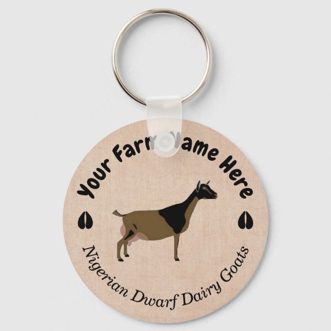 Personalized Nigerian Dwarf Dairy Goat Keychain (Front)