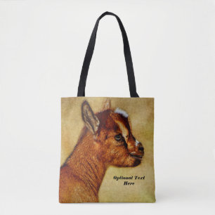 Personalized Nigerian Dwarf Dairy Goat Kid Tote Bag