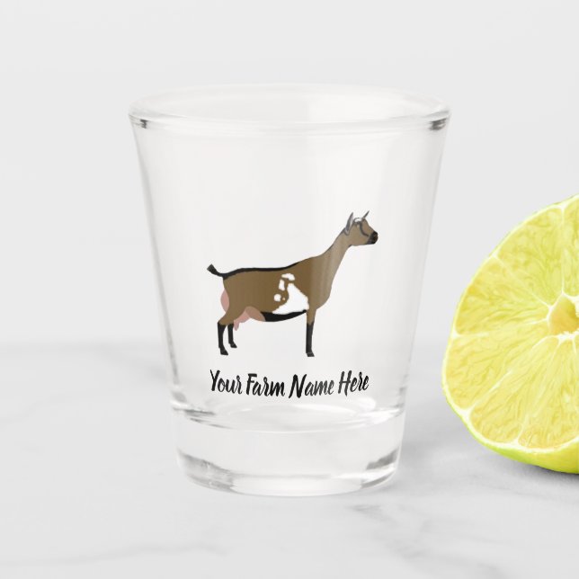 Personalized Nigerian Dwarf Dairy Goat Shot Glass (Front)