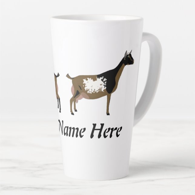 Personalized Nigerian Dwarf Dairy Goat Show Herd Latte Mug (Right Angle)
