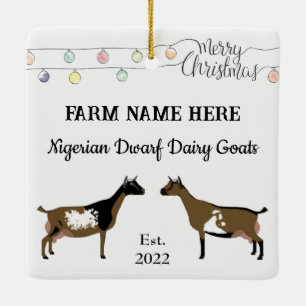 Personalized Nigerian Dwarf Goat White Christmas Ceramic Ornament