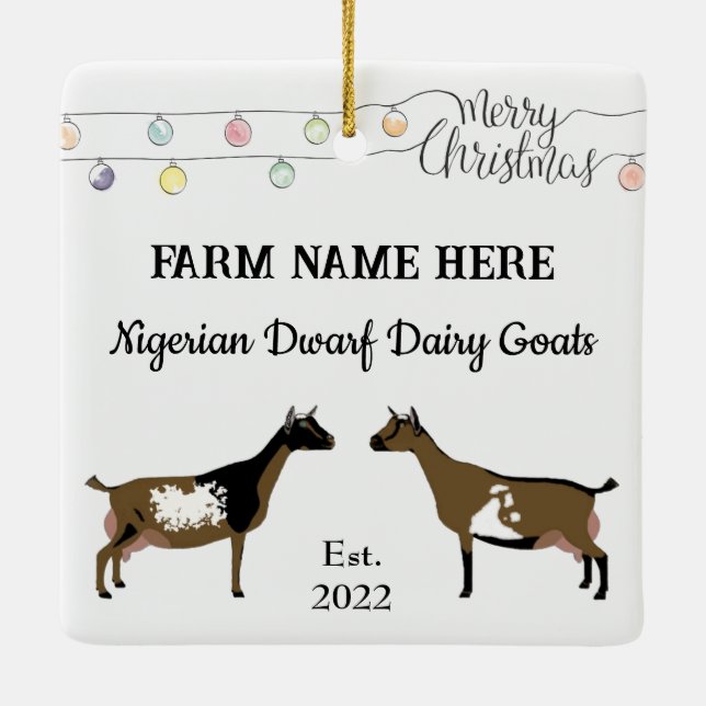 Personalized Nigerian Dwarf Goat White Christmas Ceramic Ornament (Back)