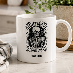 Personalized Nightmare Before Coffee Skeleton Mug