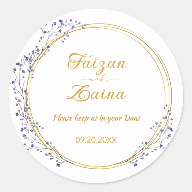Personalized Nikkah Shaadi Islamic Wedding Sticker (Front)