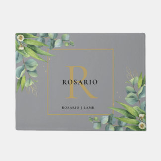 Personalized Nimbus Grey Gold Monogram  Doormat