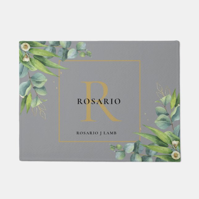 Personalized Nimbus Grey Gold Monogram  Doormat (Front)