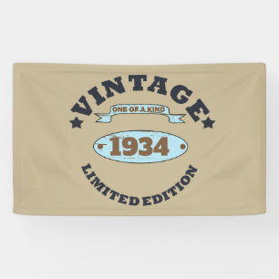 Personalized ninety vintage 90th birthday party banner