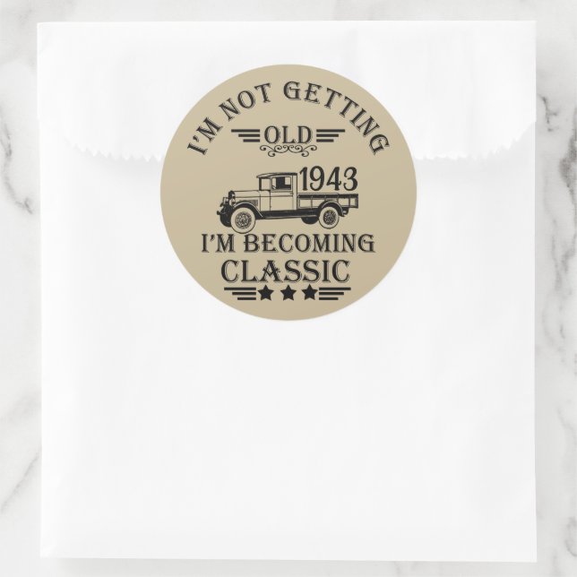 Personalized ninety vintage 90th birthday party classic round sticker (Bag)