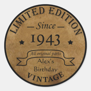 Personalized ninety vintage 90th birthday party classic round sticker