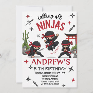 Personalized Ninja Birthday Invitation