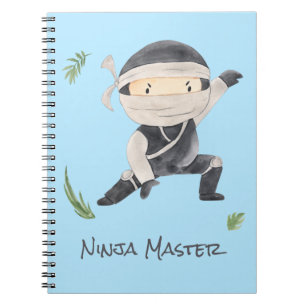 Personalized Ninja Watercolor for Kids -Light Blue Notebook