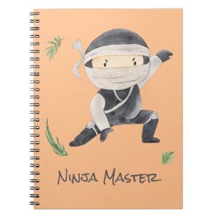 Personalized Ninja Watercolor for Kids - Orange BG Notebook