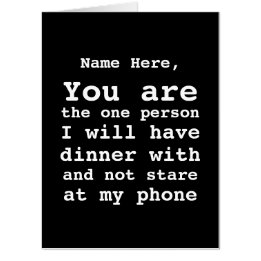 Personalized No Cell Phone Dinner Date Valentines