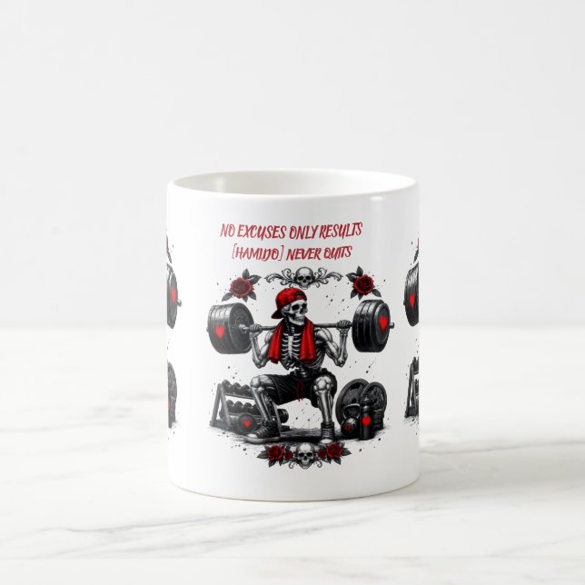 Personalized No Excuses Only Results  Coffee Mug (Center)