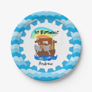 Personalized Noah's Ark 1st Birthday Paper Plates