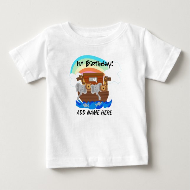 Personalized Noah's Ark 1st Birthday Tshirt (Front)