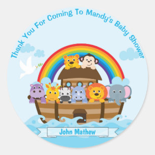 Personalized Noah's Ark Baby Shower Thank You Classic Round Sticker