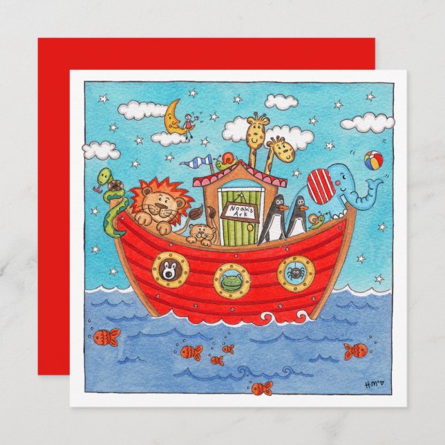 Personalized Noah's Ark Birthday Invitation (Front/Back)