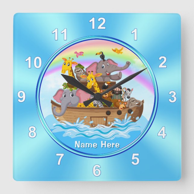Personalized, Noah's Ark Clock, for Kids Square Wall Clock (Front)