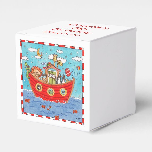 Personalized Noah's Ark  Favor Box (Front Side)