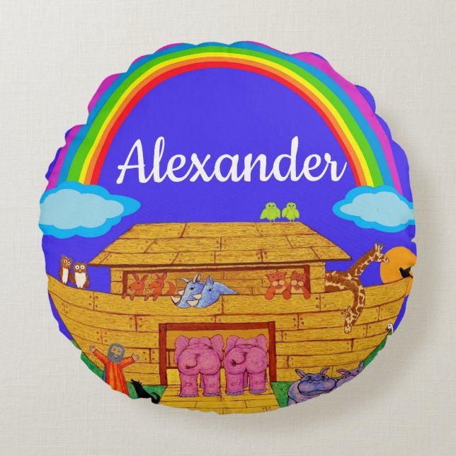 Personalized Noah's Ark Nursery/ kids pillow (Front)