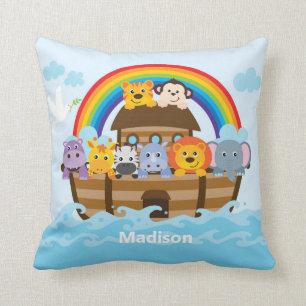 Personalized  Noahs Ark Nursery Throw Pillow