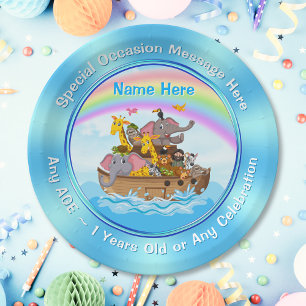 PERSONALIZED, Noah's Ark Paper Plates. 3 Sizes  Plate