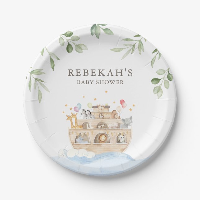 Personalized Noah's Ark Party Plates (Front)