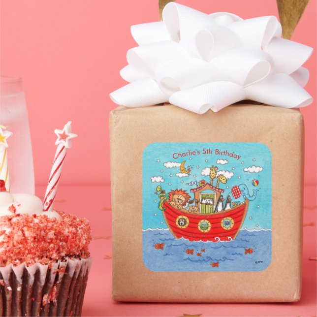 Personalized Noah's Ark  Square Sticker (Party)