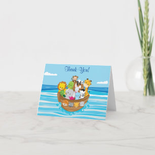 Personalized Noah's Ark Theme with Baby Animals Thank You Card