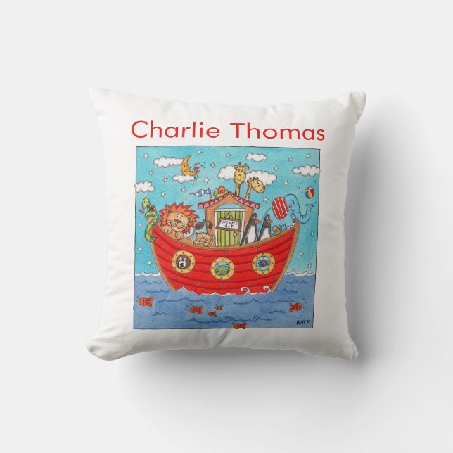 Personalized Noah's Ark  Throw Pillow (Front)