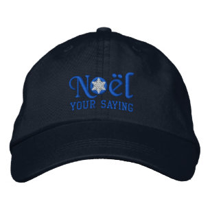 Personalized Noel Snowflake in Blue Embroidered Hat