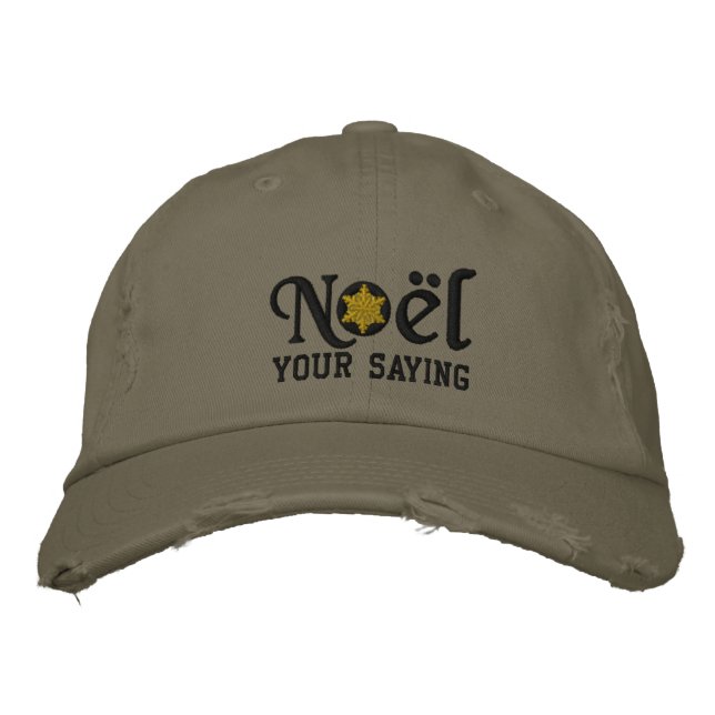 Personalized Noel Snowflake Military Style Embroidered Hat (Front)