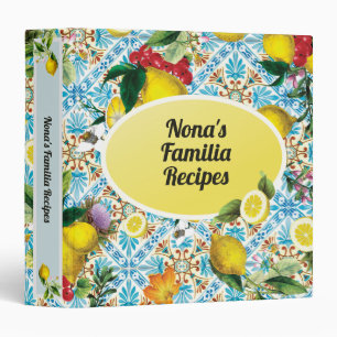 Personalized Nona's Family Kitchen Recipe Cookbook Binder