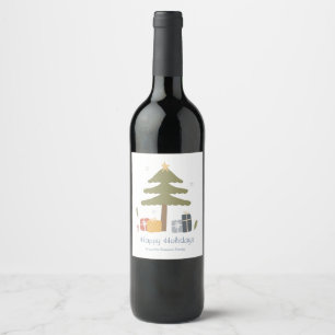 Personalized Nordic Christmas Holiday Business Wine Label