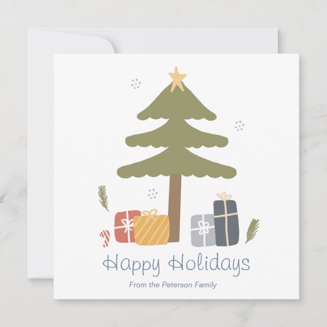 Personalized Nordic Christmas Holiday Flat Card (Front)