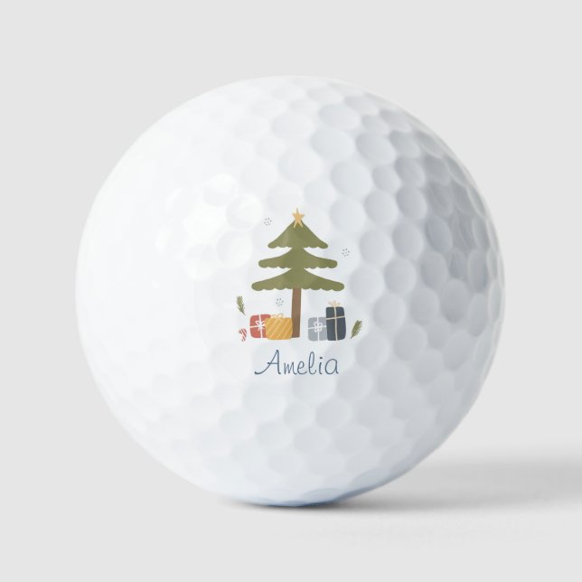 Personalized Nordic Christmas Tree Holiday Golf Balls (Front)