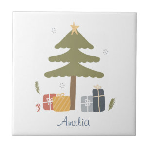 Personalized Nordic Christmas Tree Holiday Tile