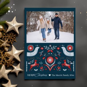 Personalized Nordic Winter Folk Art Christmas Holiday Card