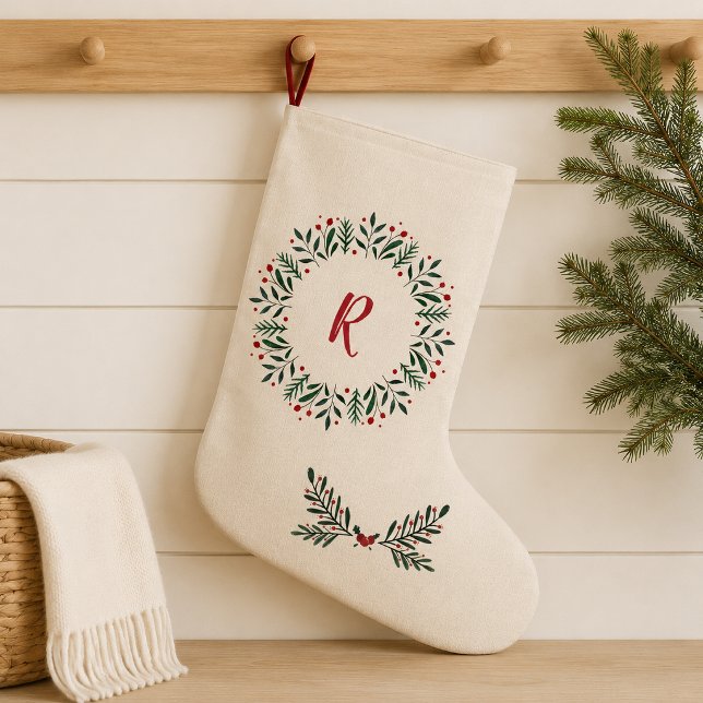 Personalized Nordic Wreath Monogram Stocking (Creator Uploaded)