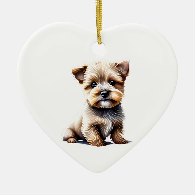 Personalized Norfolk Terrier Puppy Ceramic Ornament (Front)