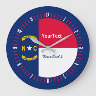 Personalized North Carolina State Flag on a Large Clock