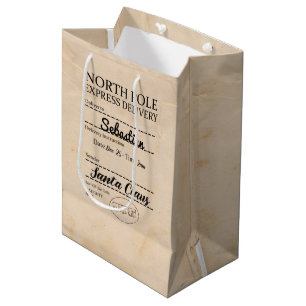 Personalized North Pole Express Delivery Christmas Medium Gift Bag