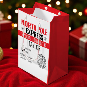 Personalized North Pole Express Delivery Christmas Medium Gift Bag